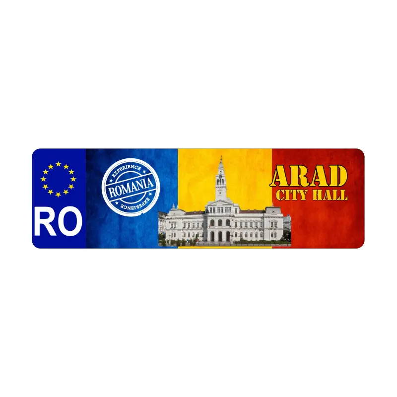 Arad city hall, romania, autocolant, dimensiune 200x60mm